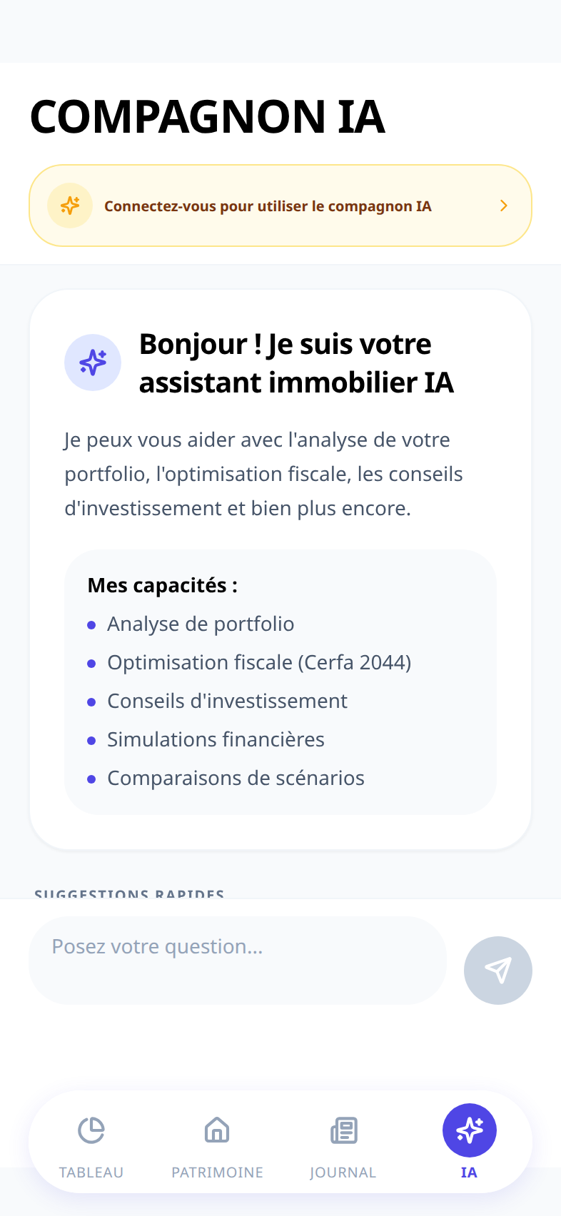 Interface du chat financier Klivio propulsé par l'IA